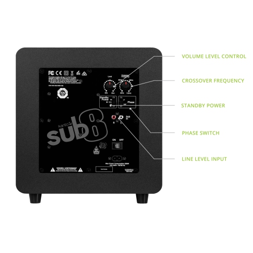 Kanto 300W SUBV8 Subwoofer scellé, Noir mat