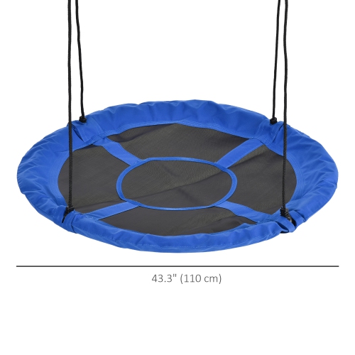 Outsunny 43.25" Saucer Swing Giant Hanging Tree Swing, Nest Web Rope Seat, Adjustable Hanging Ropes for Indoor Outdoor Children 3-12 Years Old, Blue