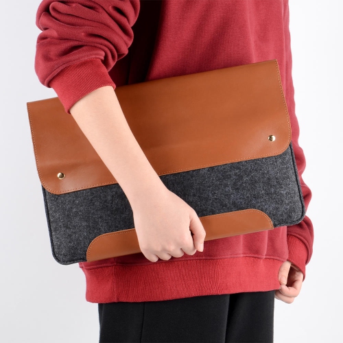 LIVINGBASICS  13.3 & 14 Inch Laptop Macbook 14.56X10.04 Inch Genuine Leather And Fleece Laptop Computer Bag Sleeve Slim And Easy to Take