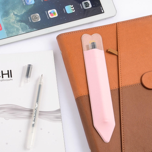 PU leather Elastic Stylus Adhesive Sleeve Pen Cover Case for Apple Pencil, only 2mm thick can stick on an iPad, tablet, notebook, wall-Pink