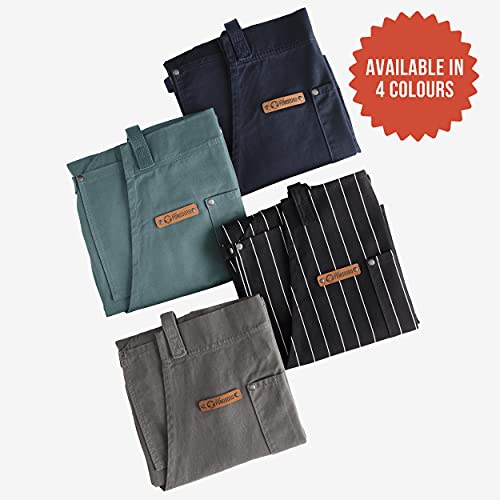 Chef Pomodoro Kitchen Apron, Classic Striped, Unisex Chef Apron, Adjustable Neck and Back Straps, 5+ Pockets, Towel Loops