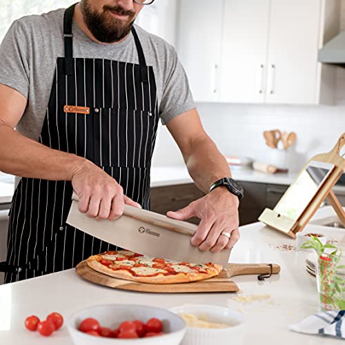 Chef Pomodoro Kitchen Apron, Classic Striped, Unisex Chef Apron, Adjustable Neck and Back Straps, 5+ Pockets, Towel Loops