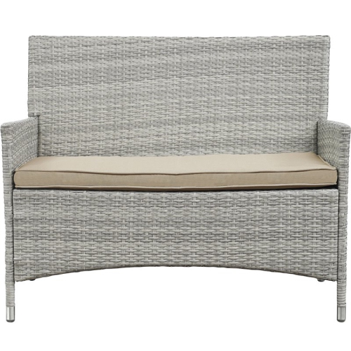 Modway Bridge Wicker Rattan 4-Piece Outdoor Patio Furniture Set in Light Gray Beige