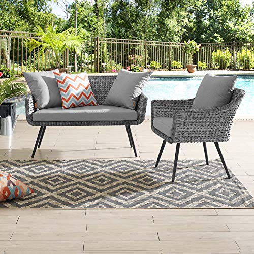 MODWAY  Eei-3174-Gry-Gry-Set Endeavor Outdoor Patio Wicker Rattan Sectional Sofa Set, 2 Piece In Gray
