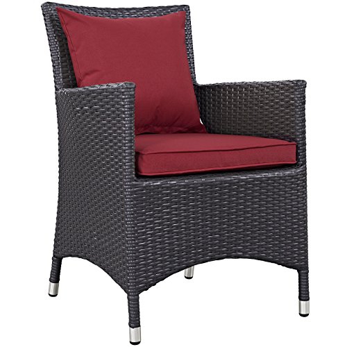 Modway EEI-2188-EXP-RED-SET 2 Piece Set Convene Wicker Rattan Outdoor Patio Dining Armchairs, Two, Red
