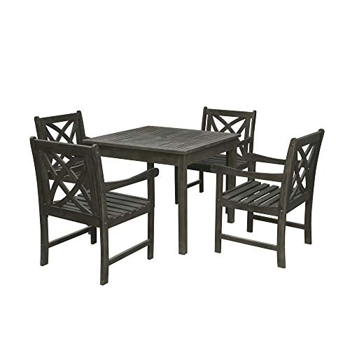 VIFAH V1840SET6 Renaissance Outdoor 5Piece Wood Patio Stacking Table