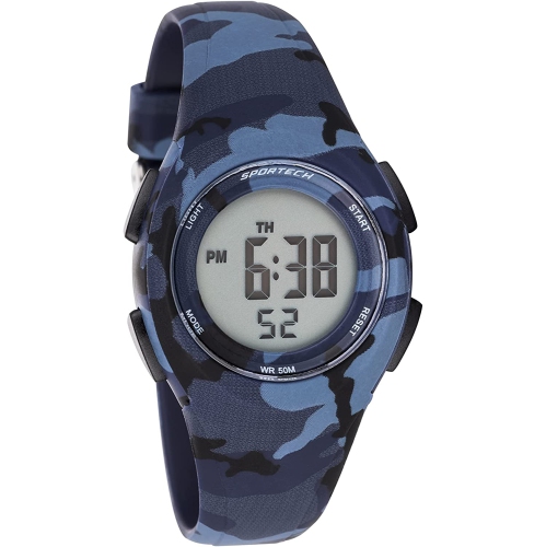 Simple Children's Digital Camouflage Blue Watch Unisex Multi Sports Outdoor Games Multiple Function Waterproof Night Light Shock Resistant Chronograph Mode Durable Material | SPORTECH SP14701