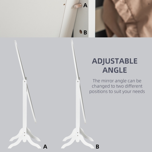 Miroir pleine longueur de HOMCOM, miroir de corps autonome avec cadre ovale, angle réglable pour dressing, chambre, salon, blanc