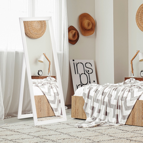 HOMCOM 58" x 20" Full Length Mirror with Frame, Floor Standing Mirror, Rectangular Full Body Mirror for Bedroom, Living Room, White