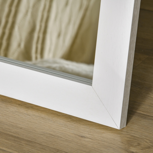 HOMCOM 58" x 20" Full Length Mirror with Frame, Floor Standing Mirror, Rectangular Full Body Mirror for Bedroom, Living Room, White