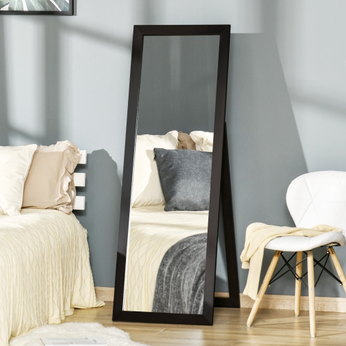 HOMCOM 58" x 20" Full Length Mirror with Frame, Floor Standing Mirror, Rectangular Full Body Mirror for Bedroom, Living Room, Brown