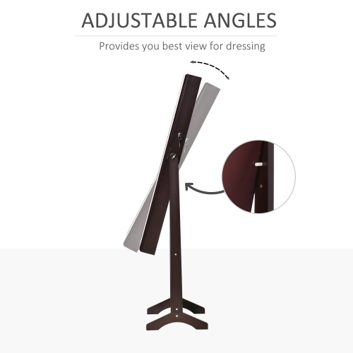 HOMCOM – Armoire à bijoux avec miroir, range-bijoux verrouillable avec miroir pleine longueur, 3 angles réglables, brun