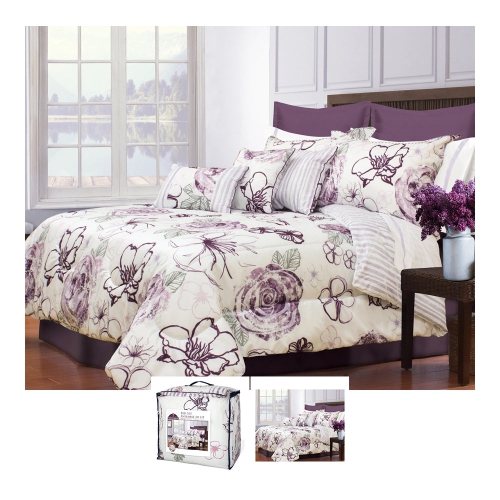 Bebelelo Angelica Purple 7pc Queen, Wayfair Canada Queen Size Bed In A Bag
