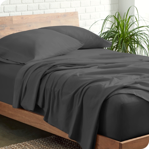 BARE HOME  100% Organic Jersey Cotton Sheet Set - Deep Pocket - Lightweight & Breathable - Bedding Sheets & Pillowcases (Full, Grey)