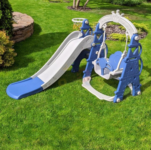 Ensemble de jeu Balançoire et glissoire 3-en-1 pour enfants KidsVIP : glissoire autonome, balançoire, grimpeur avec anneau sphérique, ensemble