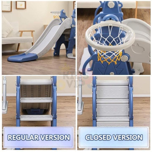 Ensemble de jeu Balançoire et glissoire 3-en-1 pour enfants KidsVIP : glissoire autonome, balançoire, grimpeur avec anneau sphérique, ensemble
