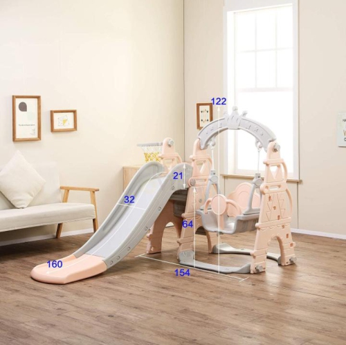 Ensemble de jeu Balançoire et glissoire 3-en-1 pour enfants KidsVIP&nbsp;: glissoire autonome, balançoire, grimpeur avec anneau sphérique, ensemble