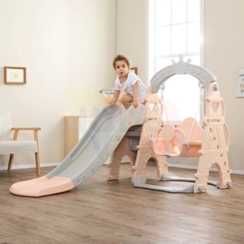 Ensemble de jeu Balançoire et glissoire 3-en-1 pour enfants KidsVIP&nbsp;: glissoire autonome, balançoire, grimpeur avec anneau sphérique, ensemble