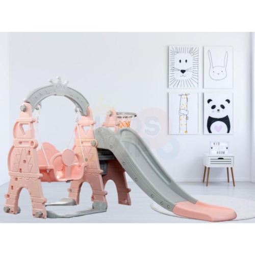 Ensemble de jeu Balançoire et glissoire 3-en-1 pour enfants KidsVIP&nbsp;: glissoire autonome, balançoire, grimpeur avec anneau sphérique, ensemble