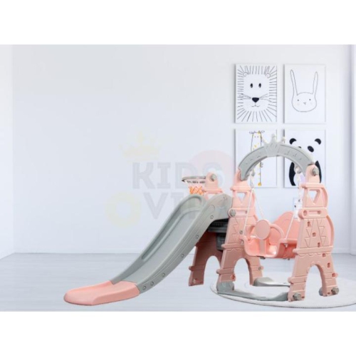 Ensemble de jeu Balançoire et glissoire 3-en-1 pour enfants KidsVIP&nbsp;: glissoire autonome, balançoire, grimpeur avec anneau sphérique, ensemble