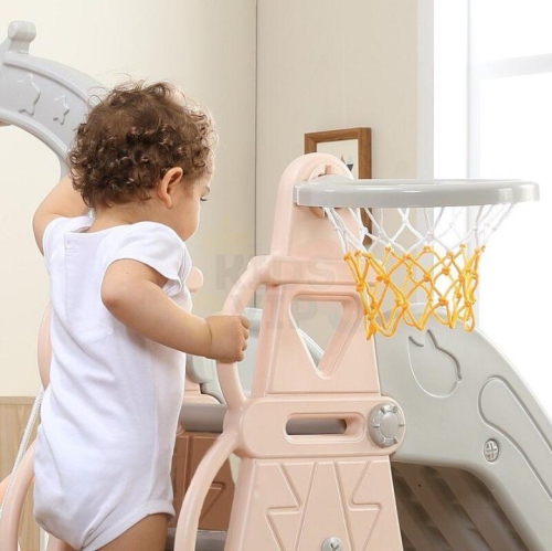 Ensemble de jeu Balançoire et glissoire 3-en-1 pour enfants KidsVIP&nbsp;: glissoire autonome, balançoire, grimpeur avec anneau sphérique, ensemble