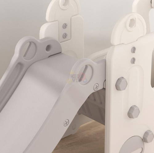 KidsVIP Kids and Toddlers Slide Set Fun Indoor/ Outdoor Bus Themed Interactive Playset Slide w/ Climber and Basketball Hoop Indoor/ Outdoor Play for