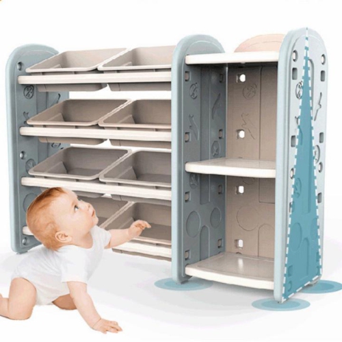 KidsVIP Kids Toy Storage Organizer w/Bins, Storage Boxes, Bookshelves - Multi-Layer Shelving Unit for Bedroom, Playroom, Nursery, Kids Room