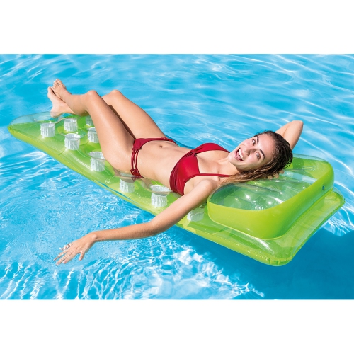 Intex - 18-Pocket Inflatable Pool Mattress, 74'' x 28'', Green