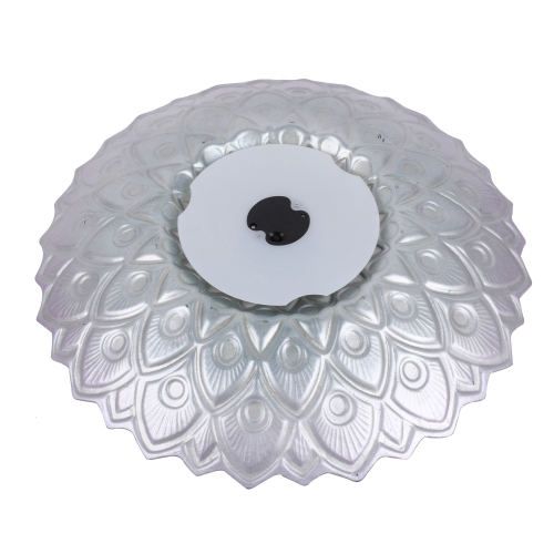 Hi-Line Gift Ltd Solar Peacock Blue Geometric Glass Bird Bath with Stand