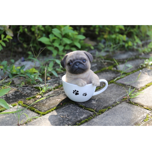 Hi-Line Gift Ltd Teacup Pug Puppy Garden Statue