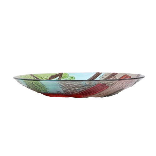 Hi-Line Gift Ltd Solar LED Floral Glass Bird Bath with Stand - Cardinal