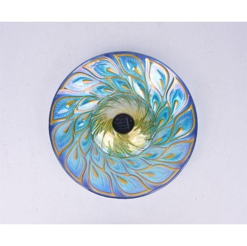 Hi-Line Gift Ltd Solar Glass Peacock Feathers Bird Bath with Stand