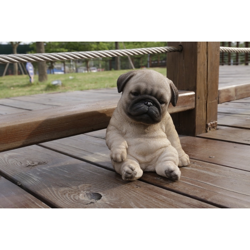 Hi-Line Gift Ltd Sleepy Pug Puppy Garden Statue Sitting