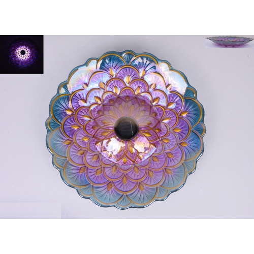 Hi-Line Gift Ltd Solar Floral Glass Bird Bath with Stand