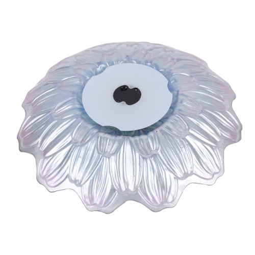 Hi-Line Gift Ltd Solar LED Floral Glass Bird Bath with Stand - Purple & Purple Dahlia