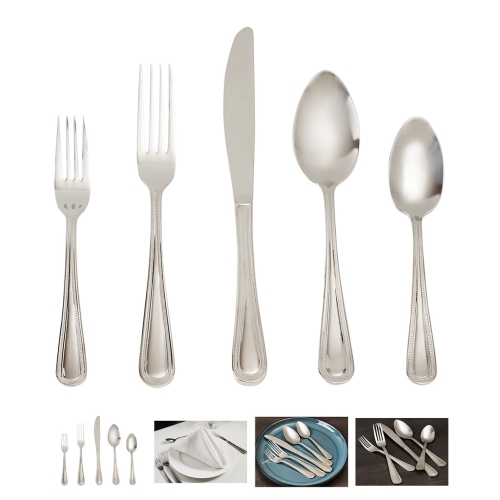 Bebelelo 20PC Stainless Steel Flatware Gourmet Set for Home Kitchen, Pearl