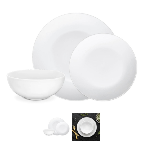 Service de vaisselle 12 pièces en porcelaine blanc coupé Orbit de Belelo pour cuisine à domicile