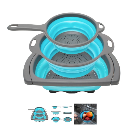Bebelelo Collapsible Colander Kitchen Strainer Set of 3 with Non-Slip Handle