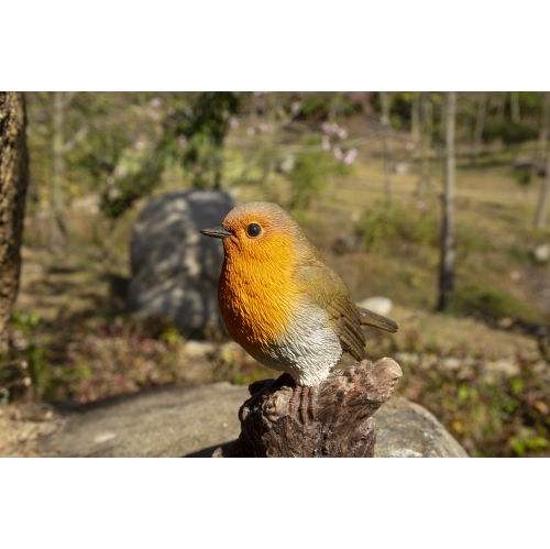 Hi-Line Gift Ltd Motion Activated Singing Robin On Stump