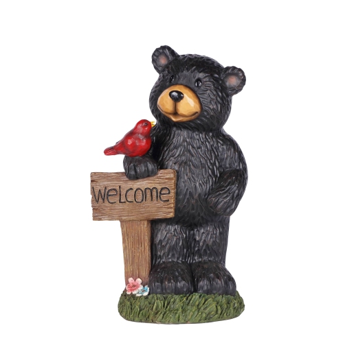 HI-LINE GIFT LTD  Bear Holding Welcome Sign