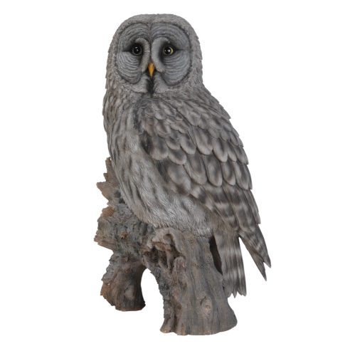 Hi-Line Gift Ltd Grey Owl On Stump Garden Statue