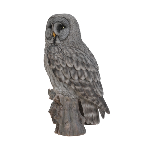 Hi-Line Gift Ltd Grey Owl On Stump Garden Statue