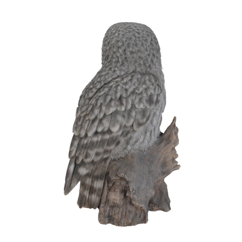 Hi-Line Gift Ltd Grey Owl On Stump Garden Statue