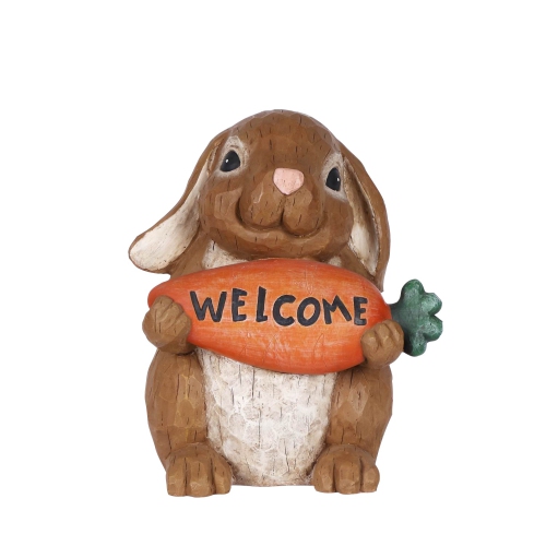 HI-LINE GIFT LTD  Rabbit Holdng Carrot Welcome Sign