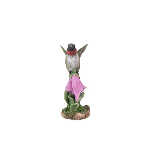 Hi-Line Gift Ltd Hummingbird On Foxglove Garden Statue