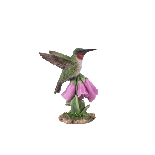 Hi-Line Gift Ltd Hummingbird On Foxglove Garden Statue