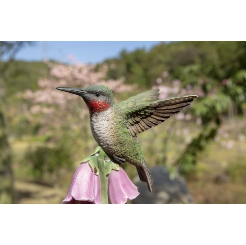 Hi-Line Gift Ltd Hummingbird On Foxglove Garden Statue
