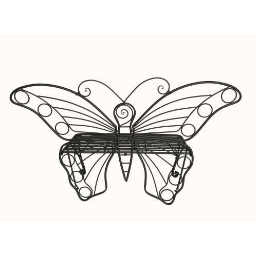 Hi-Line Gift Ltd Antique Black Metal Butterfly Bench