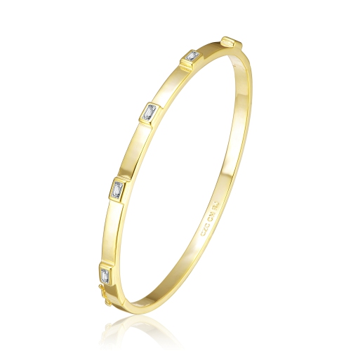 ROZZATO  14K Plated Cubic Zirconia Bangle Bracelet In Gold