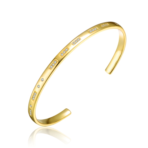 Rozzato 14k Gold Plated Cubic Zirconia Cuff Bracelet